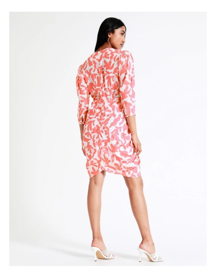 Basque Drape Front Mini Dress In Pink/White 9 Basque Drape Front Mini Dress In Pink/White - Image 7