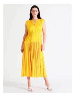 Basque Draped Recycled Bruised Satin Maxi Dress In Yellow