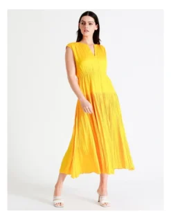 Basque Draped Recycled Bruised Satin Maxi Dress In Yellow -Basque Store Online 928633780 5 2 720x928
