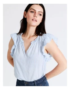 Basque Organic Cotton Blend Ruffle Shoulder Top In Assorted 13 Basque Organic Cotton Blend Ruffle Shoulder Top In Assorted -Basque Store Online 928634140 5 720x928