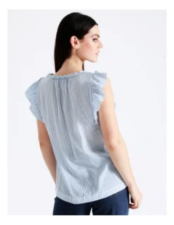 Basque Organic Cotton Blend Ruffle Shoulder Top In Assorted 15 Basque Organic Cotton Blend Ruffle Shoulder Top In Assorted -Basque Store Online 928634140 7 720x928