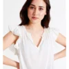 Basque Organic Cotton Blend Ruffle Shoulder Top In White -Basque Store Online 928634410 1 720x928