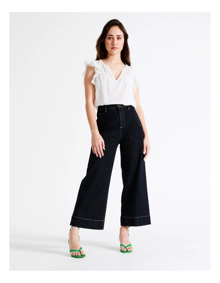 Basque Organic Cotton Blend Ruffle Shoulder Top In White 4 Basque Organic Cotton Blend Ruffle Shoulder Top In White - Image 2