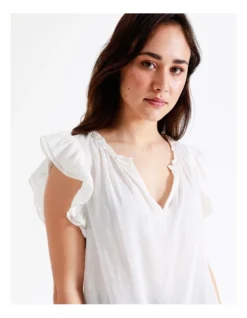 Basque Organic Cotton Blend Ruffle Shoulder Top In White 12 Basque Organic Cotton Blend Ruffle Shoulder Top In White -Basque Store Online 928634410 4 720x928