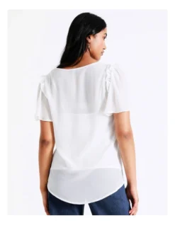 Basque Flutter Sleeve Top In Ivory -Basque Store Online 928701460 5 720x928