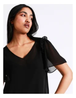 Basque Flutter Sleeve Top In Black -Basque Store Online 928701640 5 720x928