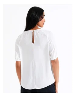 Basque Recycled Blend Gathered Neck Top In Ivory 15 Basque Recycled Blend Gathered Neck Top In Ivory -Basque Store Online 928702450 7 720x928