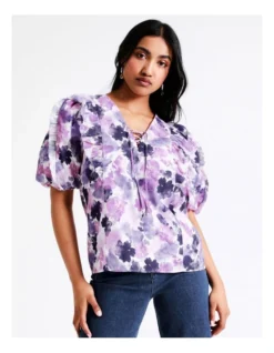 Basque Ruffle Lace Up Blouse In Assorted -Basque Store Online 928702540 6 720x928