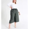 Basque Linen Culotte In Khaki