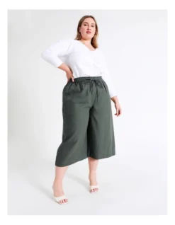 Basque Linen Culotte In Khaki