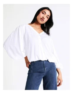 Basque Pleated Yoke Top In Ivory -Basque Store Online 928702900 3 720x928