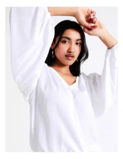 Basque Pleated Yoke Top In Ivory -Basque Store Online 928702900 5 720x928