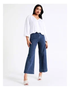 Basque Pleated Yoke Top In Ivory -Basque Store Online 928702900 6 720x928