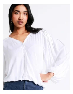 Basque Pleated Yoke Top In Ivory -Basque Store Online 928702900 7 1 720x928