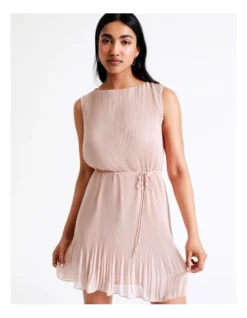 Basque Self Tie Pleated Mini Dress In Dusty Pink -Basque Store Online 928703080 3 720x928