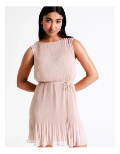 Basque Self Tie Pleated Mini Dress In Dusty Pink -Basque Store Online 928703080 5 720x928