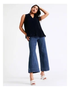 Basque Micro Pleat Top In Navy -Basque Store Online 928703260 4 720x928