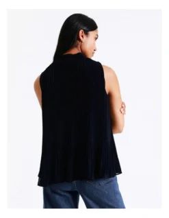 Basque Micro Pleat Top In Navy -Basque Store Online 928703260 6 720x928