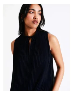 Basque Micro Pleat Top In Navy -Basque Store Online 928703260 7 720x928