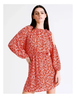 Basque Cut Out Recycled Georgette Mini Dress In Multi