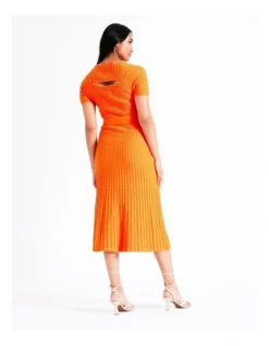 Basque Organic Cotton Ribbed Knit Midi Dress In Orange -Basque Store Online 936115660 7 720x928