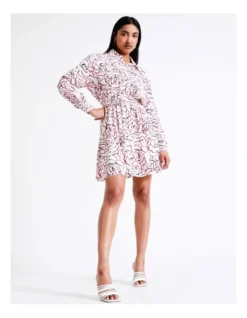 Basque Mini Shirt Dress In Assorted