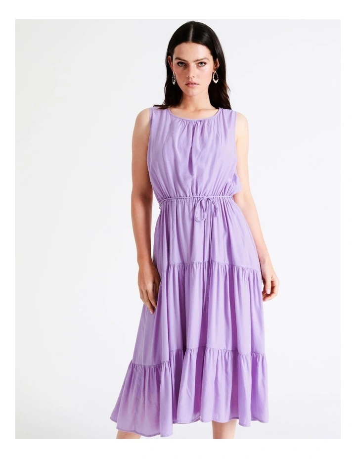 Basque Self Tie Tiered Midi Dress In Lilac 8 Basque Self Tie Tiered Midi Dress In Lilac - Image 6