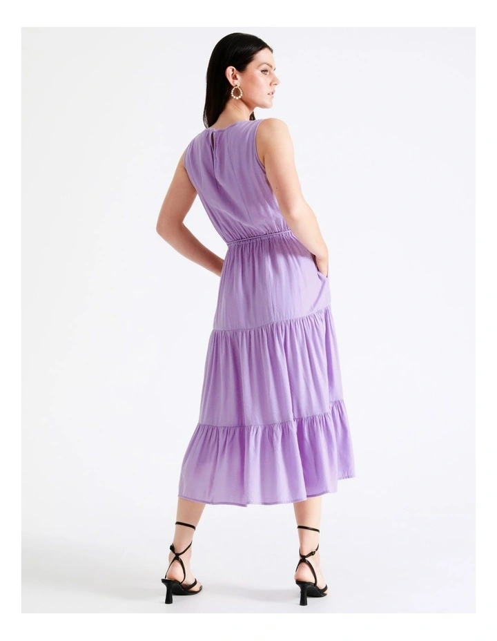 Basque Self Tie Tiered Midi Dress In Lilac 9 Basque Self Tie Tiered Midi Dress In Lilac - Image 7