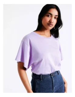 Basque Wide Sleeve Organic Cotton Tee In Lilac -Basque Store Online 936116290 3 720x928