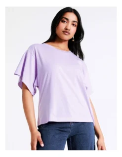 Basque Wide Sleeve Organic Cotton Tee In Lilac -Basque Store Online 936116290 5 720x928
