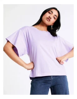 Basque Wide Sleeve Organic Cotton Tee In Lilac -Basque Store Online 936116290 7 720x928