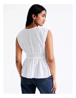 Basque V Neck Gathered Top In Ivory -Basque Store Online 936116560 6 720x928