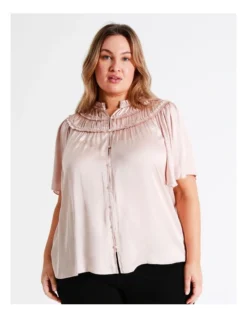 Basque Ruched Neck Satin Top In Dusty Pink -Basque Store Online 936239320 4 720x928