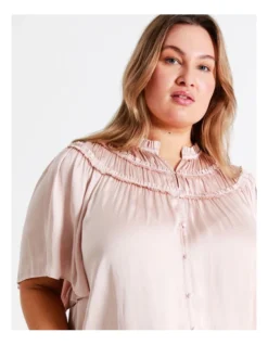 Basque Ruched Neck Satin Top In Dusty Pink -Basque Store Online 936239320 5 720x928