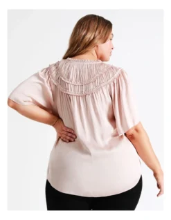 Basque Ruched Neck Satin Top In Dusty Pink -Basque Store Online 936239320 7 720x928