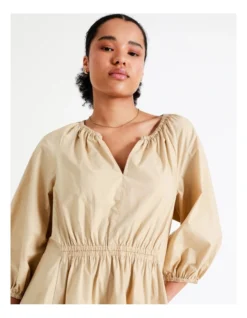 Basque Organic Cotton Tiered Mini Dress In Beige -Basque Store Online 945495820 4 720x928