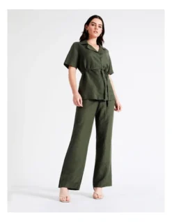 Basque Straight Leg Pant In Khaki