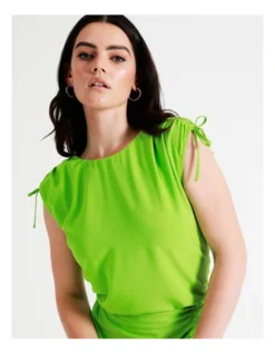 Basque Ruched Detail Recycled Blend Top In Green -Basque Store Online 945496450 4 720x928