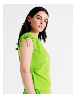 Basque Ruched Detail Recycled Blend Top In Green -Basque Store Online 945496450 5 720x928