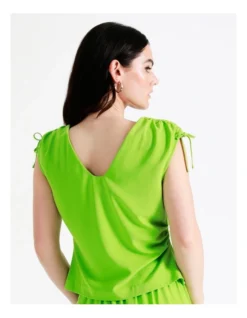 Basque Ruched Detail Recycled Blend Top In Green -Basque Store Online 945496450 6 720x928