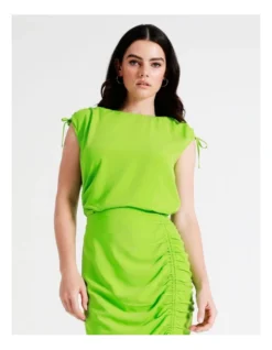 Basque Ruched Detail Recycled Blend Top In Green -Basque Store Online 945496450 7 720x928