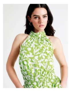 Basque Halter Neck Organic Cotton Midi Dress In Assorted -Basque Store Online 945496540 3 720x928