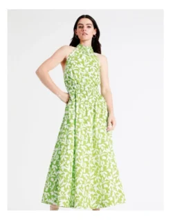 Basque Halter Neck Organic Cotton Midi Dress In Assorted -Basque Store Online 945496540 5 720x928