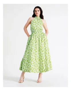 Basque Halter Neck Organic Cotton Midi Dress In Assorted -Basque Store Online 945496540 6 720x928