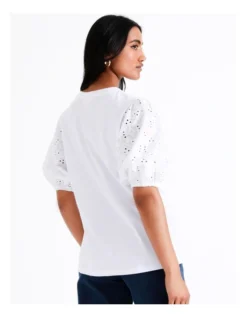 Basque Cotton Broderie Sleeve Tee In White 15 Basque Cotton Broderie Sleeve Tee In White -Basque Store Online 945496720 7 720x928