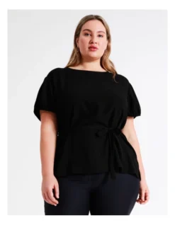 Basque Self Tie Puff Sleeve Top In Black -Basque Store Online 945496900 3 1 720x928