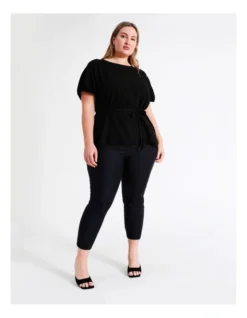Basque Self Tie Puff Sleeve Top In Black -Basque Store Online 945496900 5 1 720x928