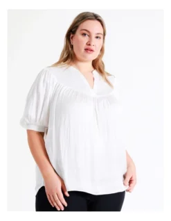 Basque Shirred Yoke Recycled Bruised Poly Satin Top In Ivory 11 Basque Shirred Yoke Recycled Bruised Poly Satin Top In Ivory -Basque Store Online 945496990 3 720x928