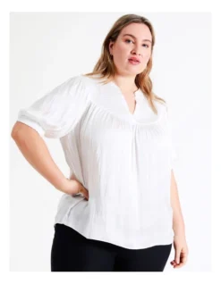 Basque Shirred Yoke Recycled Bruised Poly Satin Top In Ivory 13 Basque Shirred Yoke Recycled Bruised Poly Satin Top In Ivory -Basque Store Online 945496990 5 720x928