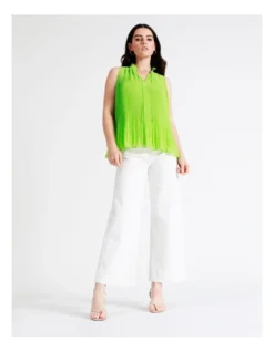 Basque Micro Pleat Top In Green -Basque Store Online 945531460 4 720x928